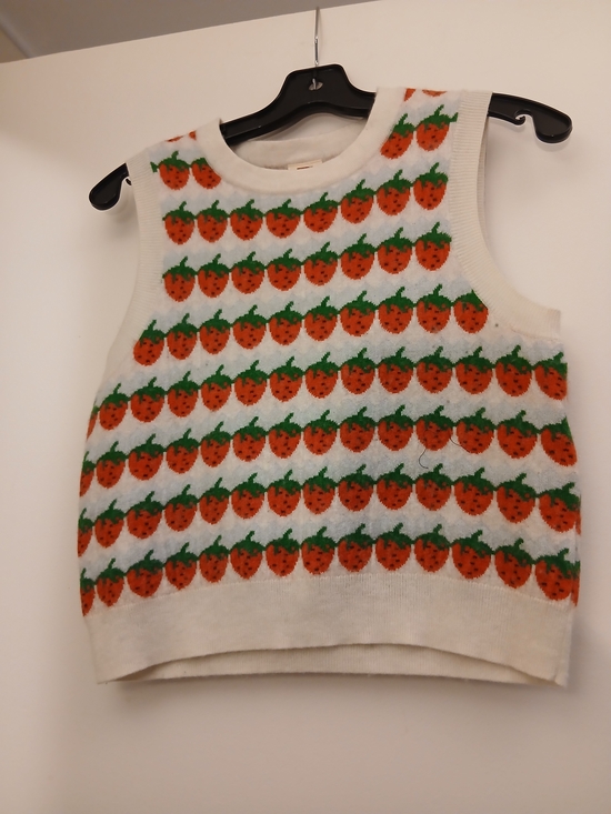 Levi's Tops - Levi's White Knit Vest with Red & Green Strawberry Motif